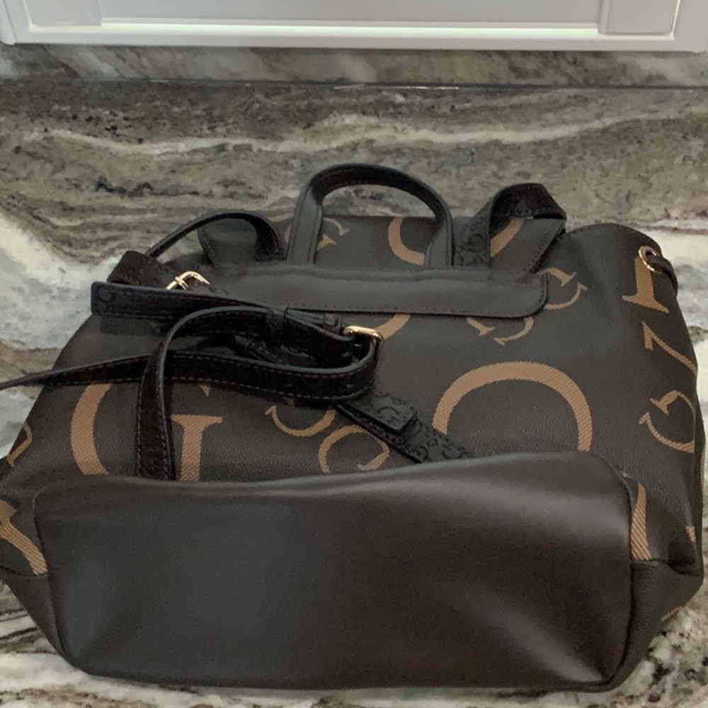Guess Dark Brown Monogram Backpack - image 2